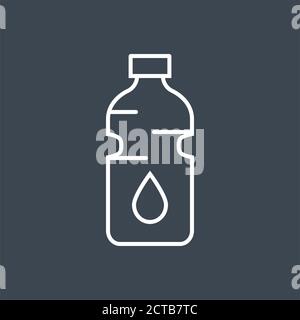 Symbol für dünne Linie des Vektors mit Wasserflasche. Stock Vektor