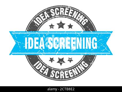 Idea Screening runde Marke mit Band. schild. Etikett Stock Vektor