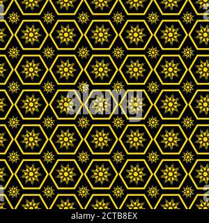 Geometrische Blumen und Polygone nahtloses Muster Stock Vektor