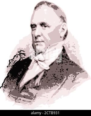 Vector Portrait of President James Buchanan Jr. James Buchanan Jr. (1791 – 1868) war ein amerikanischer Anwalt und Politiker, der als 15. presidente diente Stock Vektor