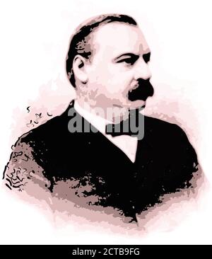 Vektor-Porträt von Präsident Grover Cleveland . Stephen Grover Cleveland (1837 – 1908) war ein amerikanischer Politiker und Rechtsanwalt, der 22. Und 24. War Stock Vektor