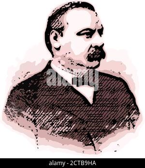 Vektor-Porträt von Präsident Grover Cleveland . Stephen Grover Cleveland (1837 – 1908) war ein amerikanischer Politiker und Rechtsanwalt, der 22. Und 24. War Stock Vektor