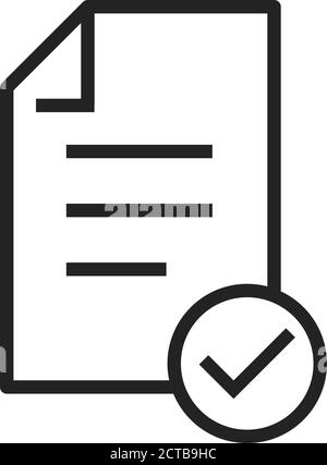 Symbol des genehmigten Dokuments. Checkliste, Datei, Dokument. Papierkram Konzept Vektor . Stock Vektor