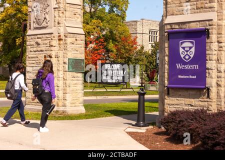 London, Kanada - 21. September 2020. An der Western University in London, Kanada, ist die Zahl der COVID-19-Fälle mit mehr als 50 Gestüten stark gestiegen Stockfoto