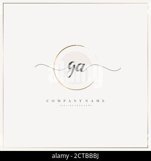 GA Initial Letter Handschrift Logo Hand gezeichnet Vorlage Vektor, Logo für Schönheit, Kosmetik, Hochzeit, Mode und Business Stock Vektor