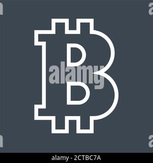 Bitcoin dünne Linie Vektor Icon Stock Vektor