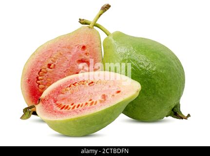 Guava Früchte auf weißem Hintergrund isoliert Stockfoto