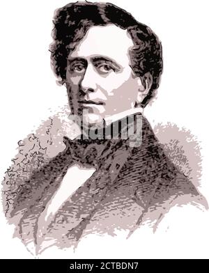 Vektor-Porträt von Präsident Franklin Pierce. Franklin Pierce (1804 – 1869) war der 14. Präsident der Vereinigten Staaten (1853–1857), einer nördlichen Demokratischen Republik Stock Vektor