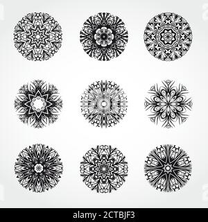 Vektor-Set von dekorativen runden Ornament. Designelemente. Stock Vektor