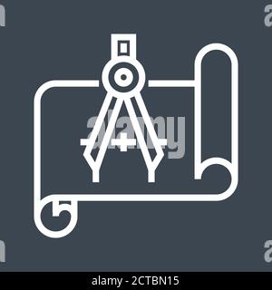 Blueprint mit Kompass Stock Vektor