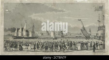 Ankunft des Great Western Dampfschiffes, vor New York am Montag 23. April 1838., Standbild, Drucke, 1842 Stockfoto