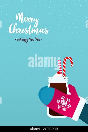 Frohe Weihnachten Grußkarte Vektor-Illustration in flachem Design Stock Vektor
