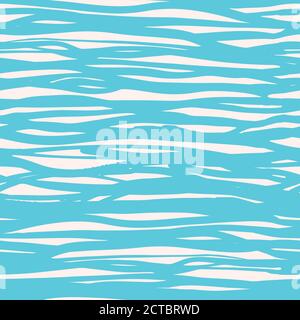 Abstrakt Hand gezeichnet Wasser Oberfläche Pinsel Stift Muster. Nahtlose unregelmäßige geometrische Vektor Ozean-Design auf weißem Hintergrund. Geeignet für Marine-Themen-Produkte, Spa, Wellness, Sport, Kosmetik und Badezimmerutensilien. Stock Vektor