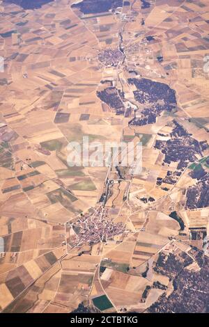 Vertikale Luftaufnahme aus einem Flugzeug Stockfoto