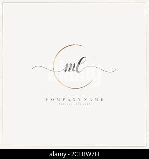 ML Initial Letter Handschreiben Logo handgezeichneter Vorlagenvektor, Logo für Schönheit, Kosmetik, Hochzeit, Mode und Business Stock Vektor