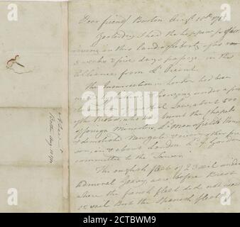 Brief von Arthur Lee, Text, Korrespondenz, 1780 Stockfoto
