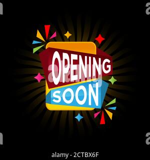 Eröffnung bald Banner. Verkauf Banner Vorlage Vektor. Banner lila Farbe Design Stock Vektor