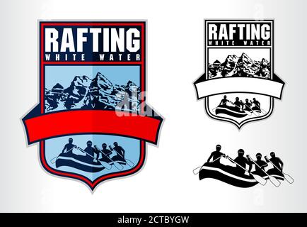 vektor-Rafting Embleme Etiketten Illustration Stock Vektor