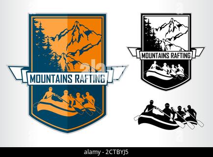 vektor-Rafting Embleme Etiketten Illustration Stock Vektor