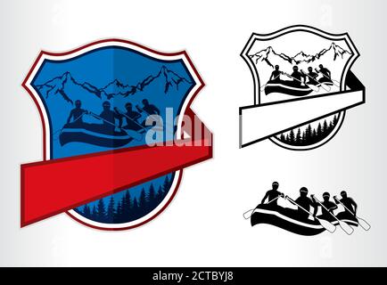 vektor-Rafting Embleme Etiketten Illustration Stock Vektor