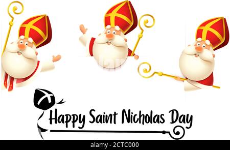Happy Saint Nicholas oder Sinterklaas Tageszeit eingestellt - isoliert auf Transparenter Hintergrund Stock Vektor