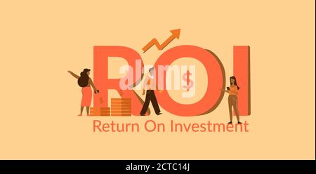 ROI-Rendite. Profitable Investition mit erfolgreichem Marketing Gewinn wirtschaftlich. Stock Vektor
