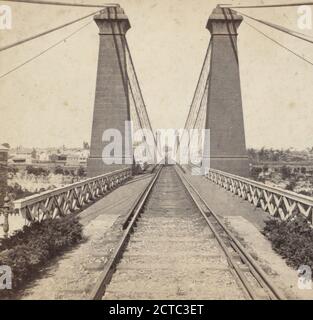 Hängebrücke, Shewing Towers, Soule, John P. (1827-1904), New York (Bundesstaat), Niagara Falls (N.Y. und ONT Stockfoto