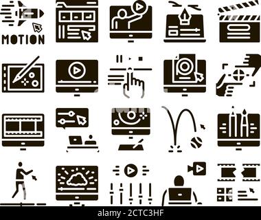 Motion Design Studio Glyph Set Vector Stock Vektor