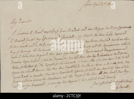 Brief an --, Text, Dokumente, 1834, Lafayette, Marie Joseph Paul Yves Roch Gilbert Du Motier, marquis de, 1757-1834 Stockfoto