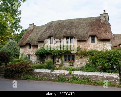 Traditionelles Reetdachhaus in Merthyr Mawr, Bridgend Wales, Großbritannien Stockfoto