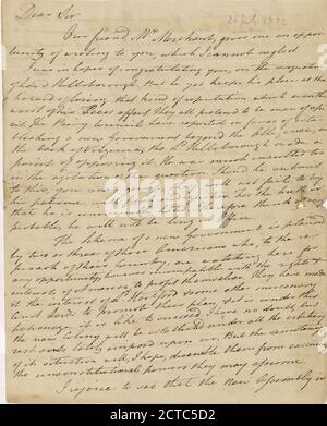 Brief von Arthur Lee, Text, Korrespondenz, 1772, Lee, Arthur, 1740-1792 Stockfoto