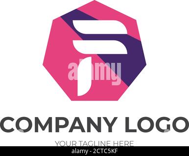 Abstraktes F-Letter Logo Design mit Polygonal-Form Stock Vektor