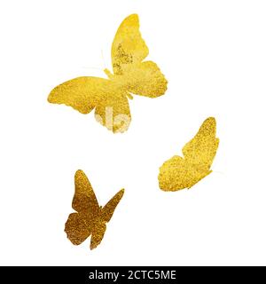 Beautifil Schmetterling Golden Glitter Silhouette isoliert auf weißem Hintergrund Vektor Abbildung Stock Vektor