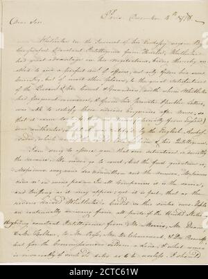 Brief von Arthur Lee an James Lovell, Text, Korrespondenz, 1778 Stockfoto