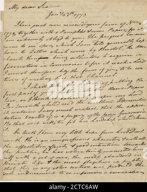 Brief von Arthur Lee, Text, Korrespondenz, 1773, Lee, Arthur, 1740-1792 Stockfoto