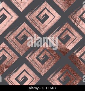 Rose Gold Geometrische Nahtlose Muster Hintergrund. Vektorgrafik Stock Vektor