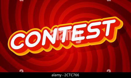Contest rot und gelb Text-Effekt-Vorlage mit 3d-Stil und Retro-Konzept wirbeln roten Hintergrund Vektor-Illustration. Stock Vektor