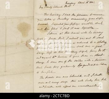 1802. April 16, Text, Korrespondenz, 1802, Schuyler, Philip John, 1733-1804 Stockfoto