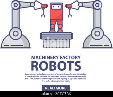 Der Transportroboter Arme automatisierte Linie Fabrik Montage von Robotern. Stock Vektor