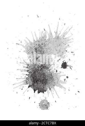 Aquarellfleck im Stil der Gravur. Wasserfarbe Spritzer. Das Objekt ist vom Hintergrund getrennt. Vektor-Element für Druck, Banner und Stock Vektor