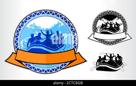 vektor-Rafting Embleme Etiketten Illustration Stock Vektor