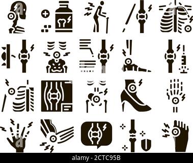 Arthritis Krankheit Glyph Set Vektor Stock Vektor