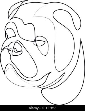 Englisch Bulldog Vektor Dog Portrait. Durchgehende Linie. Zeichnung der Hundelinie Stock Vektor