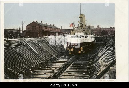 The Great Dry Dock (Shipyard), Newport News, VA., Standbild, Postkarten, 1898 - 1931 Stockfoto