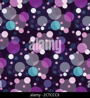 Nahtlose Textur mit transparenten mehrfarbigen Süßigkeiten. Große und kleine farbige Kreise. Vector festliches Muster für Geschenkpapier, für Stoff, für BA Stock Vektor