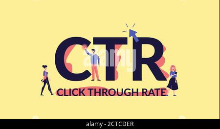 CTR-Durchklickrate. Online-Marketing-Verkehr mit dem Verkauf von Geschäftsinhalten. Stock Vektor