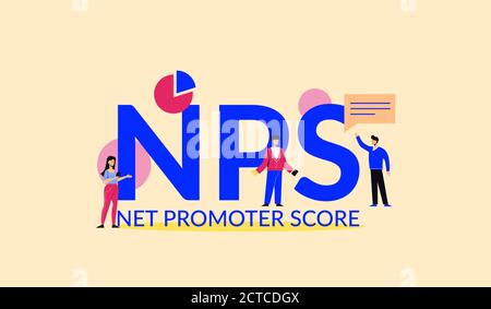 NPS Net Promoter Score Illustration. Marketing-Unternehmenssystem mit finanziellen Erfolg Strategie. Stock Vektor