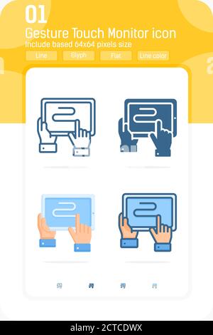 Gesten-Touch-Monitor Premium-Symbol mit mehreren Stil isoliert auf weißem Hintergrund. Vektor Illustration Konzept Design-Vorlage für alle Projekte Stock Vektor