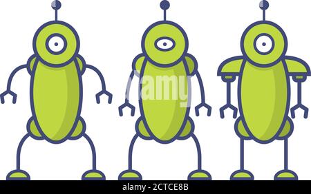 Roboter im Cartoon-Stil.Virtueller Assistent auf der Website oder einer mobilen Anwendung. Stock Vektor
