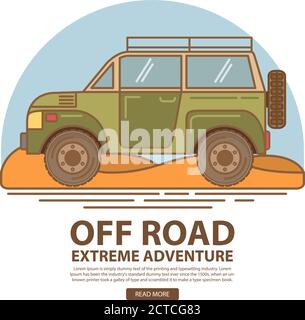 Off-Road-LKW-Autofahrten.das Auto-basierte SUV für eine Safari und ein Offroad-Rennen. Stock Vektor